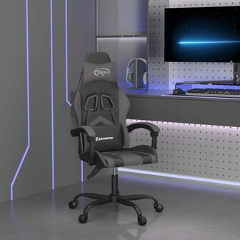 Gamestoel draaibaar kunstleer zwart en grijs 1