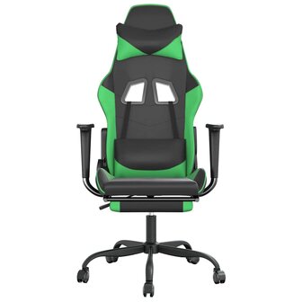 Massage gamestoel met voetensteun kunstleer zwart en groen 4