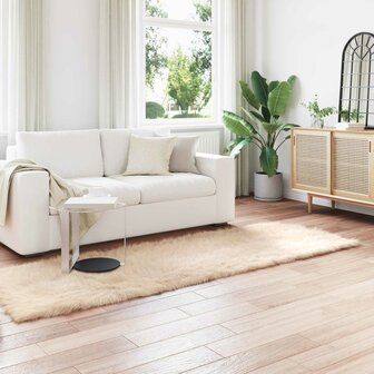 Nep Schapenvacht Tapijt Tafalla Beige 80 x 250 cm Polyester 1