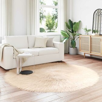 Nep Schapenvacht Tapijt Tafalla Beige &Oslash; 160 cm Polyester 1