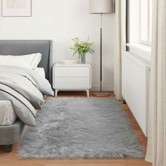 Nep Schapenvacht Tapijt Tafalla Grijs 100 x 200 cm Polyester 4