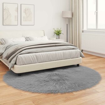 Nep Schapenvacht Tapijt Tafalla Grijs &Oslash; 160 cm Polyester 4