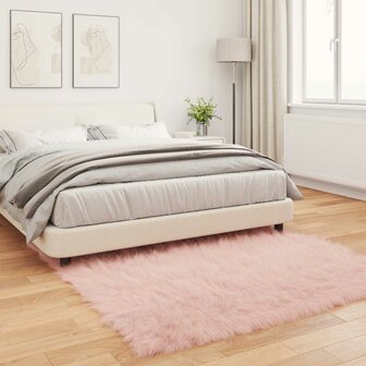 Nep Schapenvacht Tapijt Tafalla Roze 120 x 120 cm Polyester 4