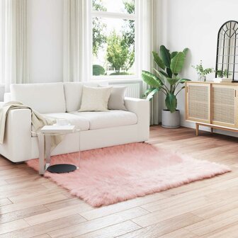Nep Schapenvacht Tapijt Tafalla Roze 160 x 160 cm Polyester 1