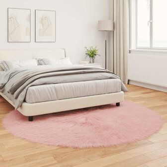 Nep Schapenvacht Tapijt Tafalla Roze &Oslash; 160 cm Polyester 4
