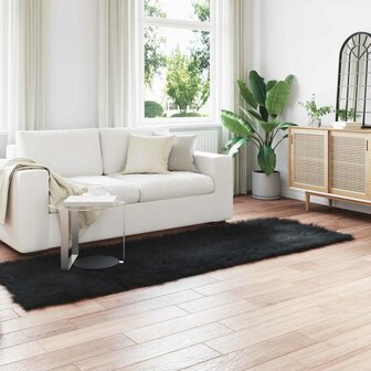 Nep Schapenvacht Tapijt Tafalla Zwart 80 x 250 cm Polyester 1