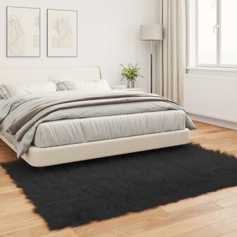 Nep Schapenvacht Tapijt Tafalla Zwart 140 x 200 cm Polyester 4