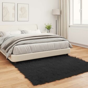 Nep Schapenvacht Tapijt Tafalla Zwart 160 x 160 cm Polyester 4