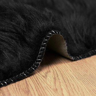 Nep Schapenvacht Tapijt Tafalla Zwart 160 x 160 cm Polyester 8
