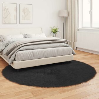 Nep Schapenvacht Tapijt Tafalla Zwart &Oslash; 160 cm Polyester 4