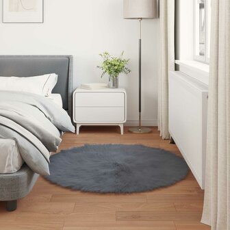 Nep Schapenvacht Tapijt Tafalla Antraciet &Oslash; 80 cm Polyester 4