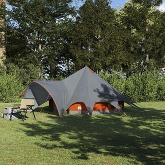 Teepee Tent met dak Grijs en Oranje 600 x 600 x 347 cm 1