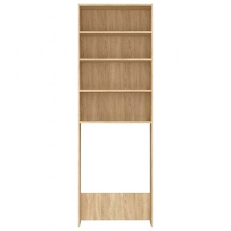 Wasmachinekast 64x24x190 cm wit en sonoma eikenkleurig 6