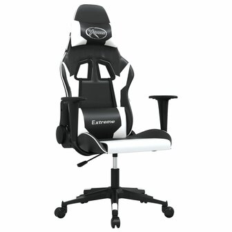 Massage gamestoel kunstleer zwart en wit 2