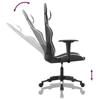 Massage gamestoel kunstleer zwart en wit 7