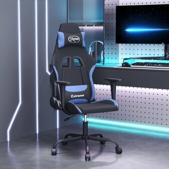 Massage gamestoel stof zwart en blauw 1