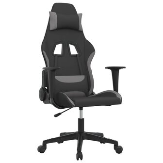 Massage gamestoel stof zwart en lichtgrijs 2