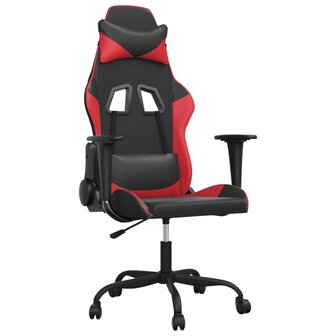 Massage gamestoel kunstleer zwart en rood 2