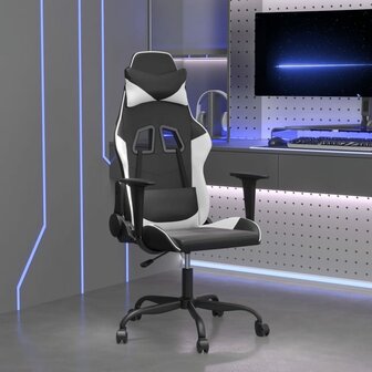 Massage gamestoel kunstleer zwart en wit 1