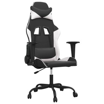 Massage gamestoel kunstleer zwart en wit 2