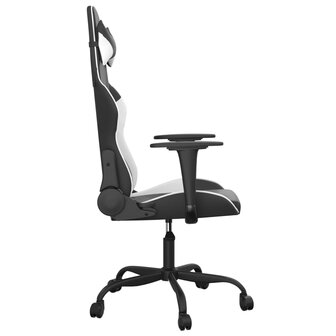 Massage gamestoel kunstleer zwart en wit 4