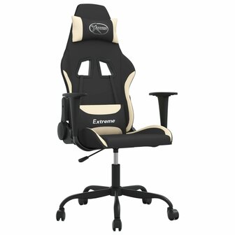 Massage gamestoel stof zwart en cr&egrave;mekleurig 2