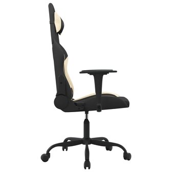 Massage gamestoel stof zwart en cr&egrave;mekleurig 4