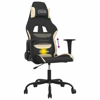 Massage gamestoel stof zwart en cr&egrave;mekleurig 7