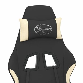 Massage gamestoel stof zwart en cr&egrave;mekleurig 9