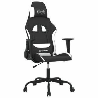 Massage gamestoel stof zwart en wit 2