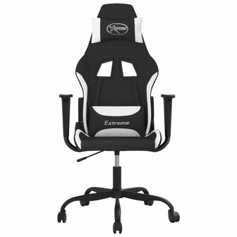 Massage gamestoel stof zwart en wit 3