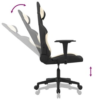 Massage gamestoel stof zwart en cr&egrave;mekleurig 6