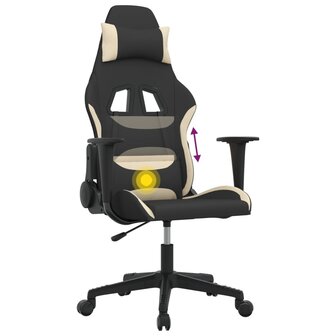 Massage gamestoel stof zwart en cr&egrave;mekleurig 7