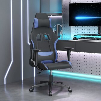 Massage gamestoel stof zwart en blauw 1