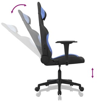 Massage gamestoel stof zwart en blauw 6