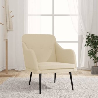 Fauteuil 63x76x80 cm stof cr&egrave;mekleurig 1