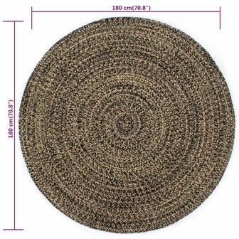 Vloerkleed handgemaakt 180 cm jute zwart en bruin 5