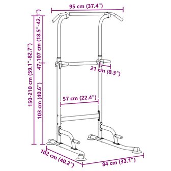 Kracht Toren Dip Station Anders Zwart 95 x 102 x (160-210) cm 7
