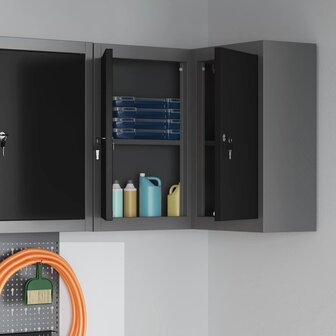 Gereedschapskast met plank Zwart en Grijs 55 x 55 x 55 cm 3
