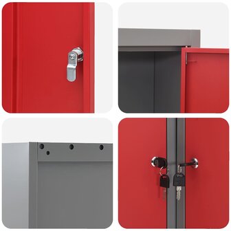 Gereedschapskast met plank Rood en Grijs 55 x 55 x 55 cm 8