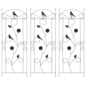 Tuinhek Latwerk 3 pcs Zwart 112 x 40 cm Staal 2