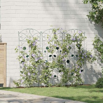 Tuinhek Latwerk 3 pcs Groen 112 x 40 cm Staal 1