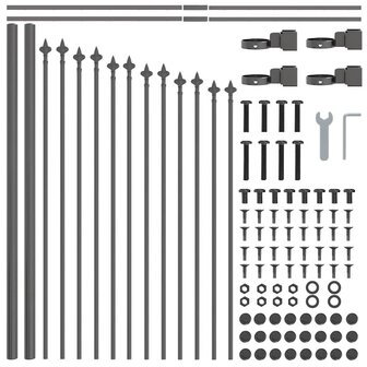 Tuinhek 2 pcs Grijs 170 x 140 cm Gepoedercoat staal 6