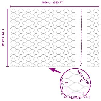 Hexagon Hek Zilver 0,4 x 10 m Gegalvaniseerd staal 9