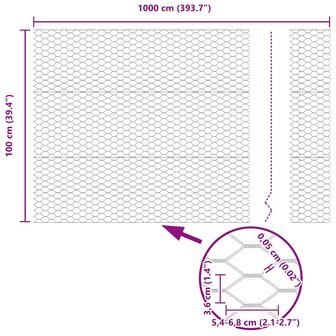 Hexagon Hek Zilver 1 x 10 m Gegalvaniseerd staal 9