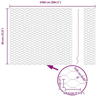 Hexagon Hek Zilver 0,4 x 25 m Gegalvaniseerd staal 9