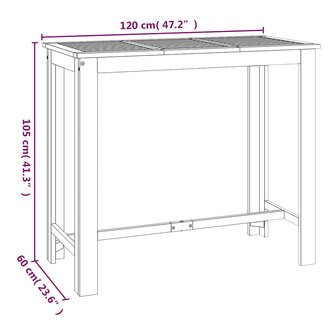Tuinbartafel 120x60x105 cm massief acaciahout 6