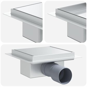 2 in 1 doucheafvoer Zilver 15 x 15 cm Roestvrij staal 304 2