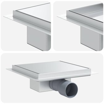 2 in 1 doucheafvoer Zilver 20 x 20 cm Roestvrij staal 304 2