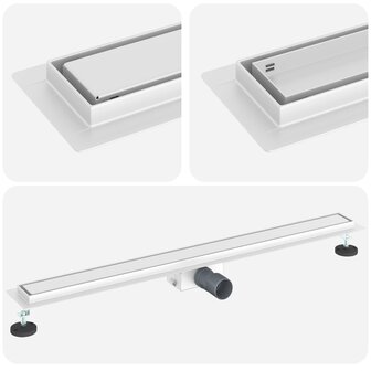 Doucheafvoer met Glazen Deksel Zilver 100 cm 2